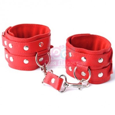 Наручники кожаные, красные 