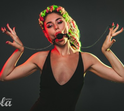 Кляп шар с зажимами на соски c замком