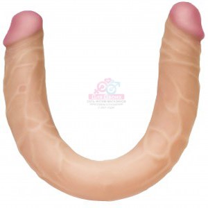 Двухголовый фаллоимитатор из кибер-кожи, 46х4.5 см